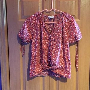 Universal Threads Floral Tie Button Down Blouse